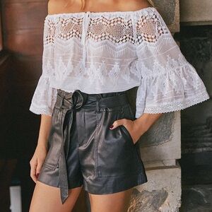 Blank NYC Black Vegan Leather High Waisted Shorts